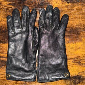 Women's Coach Black Leather Tech Gloves Size 7.5